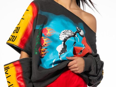 DEEP THOUGHTS OVERSIZED GRAPHIC SWEATSHIRT Cheap